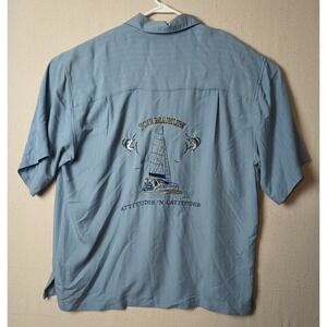 Joe Marlin Embroidered Sailboat Camp Shirt Coastal Cruise XL Beach Nautical‎ I